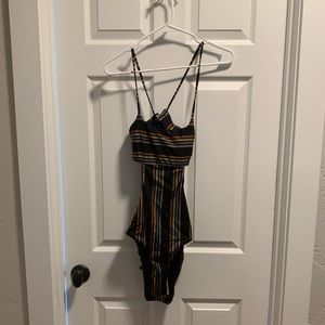 Striped one piece swimsuit